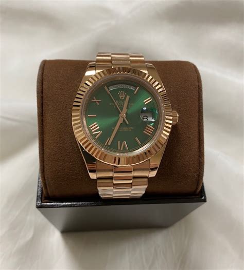 rolex day date rosegold grün